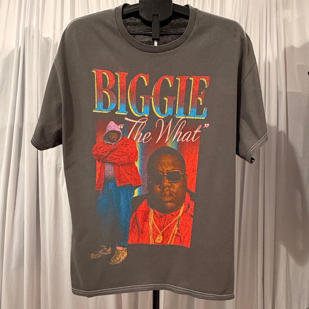 The Notorious BIG Biggie The What T-Shirt Men's Large Gray Hip Hop Rap Graphic